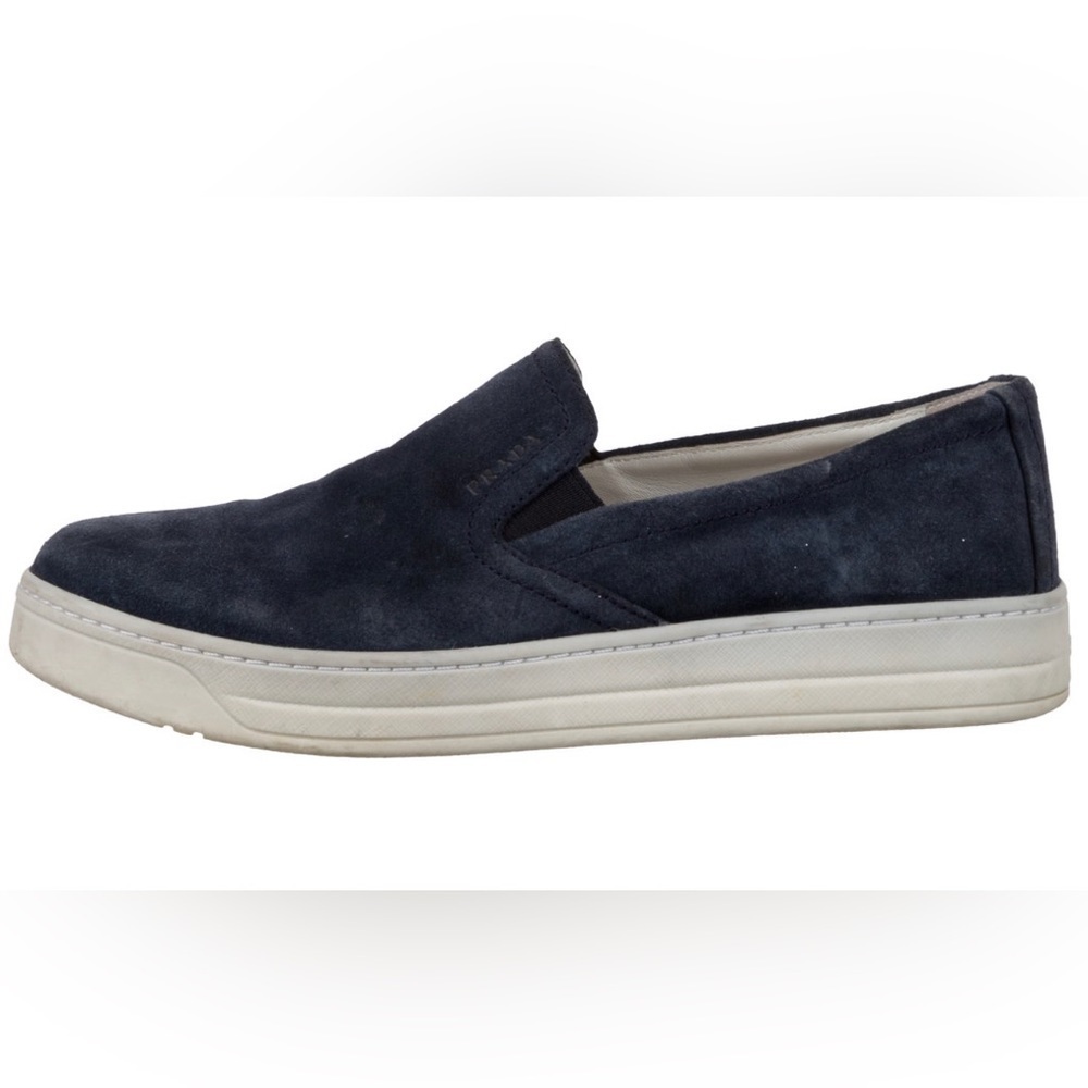 Prada Sport Womens Blue Suede Round Toe Slip-On Sneakers Size IT 35/US 5